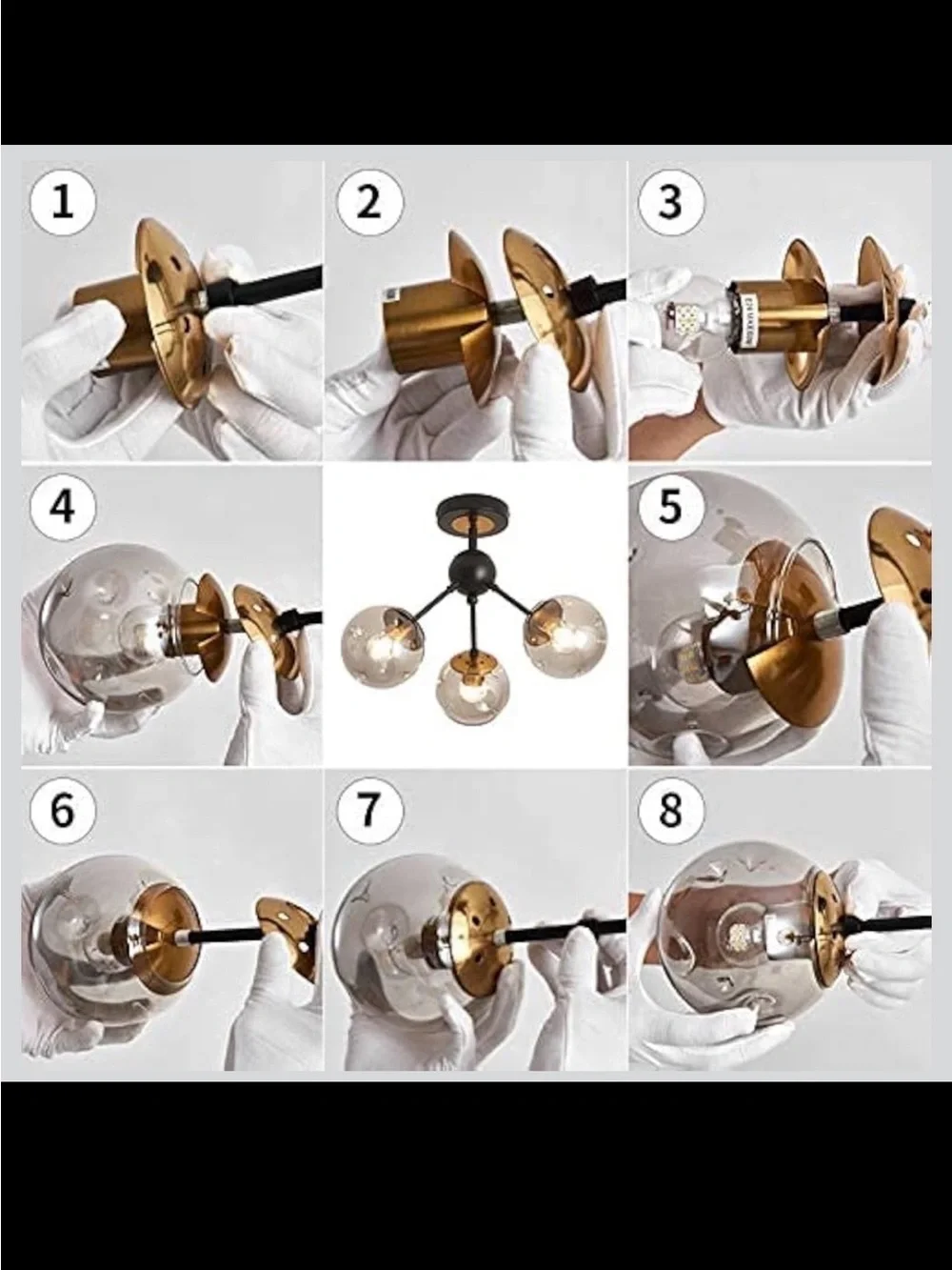 Vintage 3-Light Chandelier - Semi Flush Mount Ceiling Fixture - New in Box
